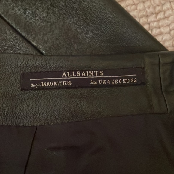 Allsaints womens black leather mini skirt size 0 - Picture 3 of 4